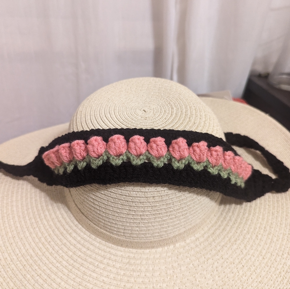 🌷 Crochet Pink Tulip Headband 🌷
